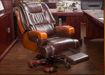 Masívneho dreva výkonný kreslo kožené stoličky boss ležiaceho masáž office sedačka otočná stolička domáci počítač stoličky.