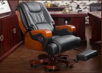 Masívneho dreva výkonný kreslo kožené stoličky boss ležiaceho masáž office sedačka otočná stolička domáci počítač stoličky.