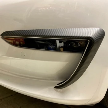 Matný Uhlíkových Vlákien Predné Stierače Výbava Predný Nárazník Pery Splitter Hmlové Svetlo Výbava pre Tesla Model 3 2017-2020
