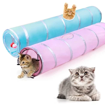 Mačka Tunel Hračky, Zábavné Pet 2 Otvory Hrať Rúry Lopty Pre Mačky Skladacie Crinkle Mačka Loptu Hračka Interaktívna Tunelové Rúry Hračky