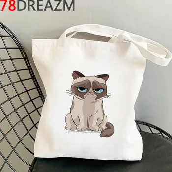 Mačka nákupní taška plátno bolsas de tela shopper ekologicky recyklovať taška s potravinami taška handričkou sacola sac toile
