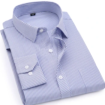 Mens Business Bežné Dlho Puzdre Tričko Klasické Prekladané Muž Spoločenské Šaty, Košele Fialové Modré Veľké Plus Veľkosť 8XL 7XL 6XL 5XL