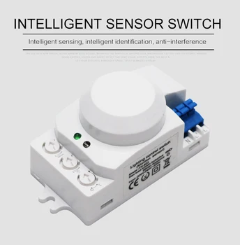 Mikrovlnný Senzor Prepínač 5.8 GHz Radarový Snímač Switch 360 Stupeň Radarový Senzor pohybu Svetelný Spínač Telo Detektora Pohybu