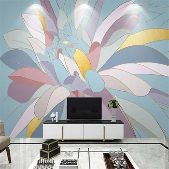 Milofi vlastnú tapetu nástenná maľba 3D moderný minimalistický čerstvé line kreslenie kvet lesk gauč TV Tapetu pozadia nástenná maľba