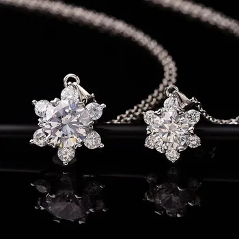 Mincový striebro 925 náhrdelník hexagon snowflake moissanite 2.00 ct prívesok 925 sterling silver chain náhrdelníky pre ženy