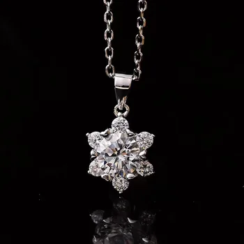 Mincový striebro 925 náhrdelník hexagon snowflake moissanite 2.00 ct prívesok 925 sterling silver chain náhrdelníky pre ženy