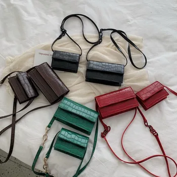 Mini Kameň Vzor Crossbody Tašky Pre Ženy Pu Kožené Peňaženky A Luxusné Kabelky Nové Dizajnér Dámy Rameno Messenger Taška