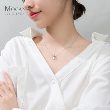 Mocanie Skutočné 925 Sterling Silver Farebné Crystal Krásne Roztomilé Jednorožec Náhrdelník Prívesok pre Ženy Kórea Štýl Jemné Šperky