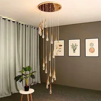 Moderné LED crystal prívesok svetlá LOFT schodisko, obývacia izba, hala výzdoba interiéru Nordic Villa prívesok na čítanie osvetlenie závesné svietidlo