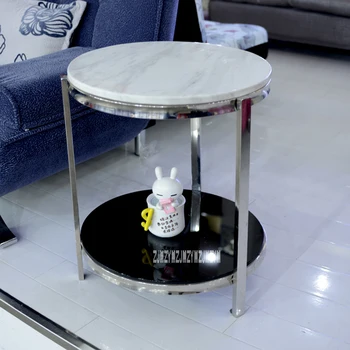 Moderné Luxusné Mramorové Top Čaj Stôl Jednoduchý Obývacia Izba, Spálňa, Rohová Sedačka Strane Malý Okrúhly Konferenčný Stolík Z Nerezovej Ocele Rack
