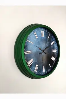 Moderné módne kreatívne hodiny hala spálňa obývacia izba office stlmiť sklenené nástenné hodiny hliníka kovové zelená rám, 40 cm