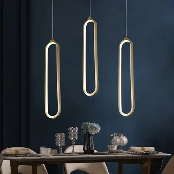 Moderný Jednoduchý Dizajn, Tvar U Zlata Hliníkové LED Prívesok Lampa Pre Jedáleň Dekoratívne Teplé Nočné Osvetlenie Zariadenie