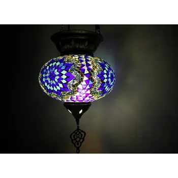 Modrá Ručné turecký Mozaiky Luster, Mozaikové podlahy lampa, turecké mozaiky lampa, mozaiky lampa,