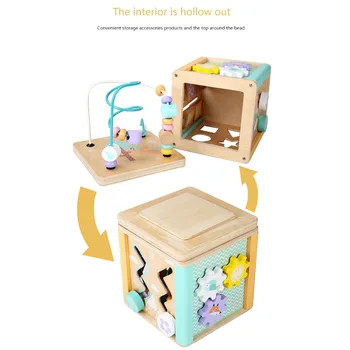 Montessori Lesa Multifunkčný Box Montessori Hračky Drevených Korálikov Bludisko Tvar Uznanie Hračka Pre Deti, Matematika Hračky Darček