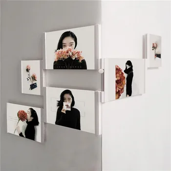 Multi-frame Obrazových Rámov Biele Foto Rámy Domova Transparentné Multifunkčné Koláž fotorámčekov Set S Nasávacím Kocka