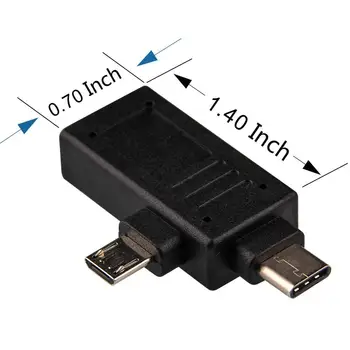 Multifunkčné 2-v-1, Micro USB 3.0 A USB 3.1 Typu C, USB OTG Prevodník(90 Stupeň 2 KS)
