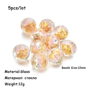 Murano Transparentné Sklenené Korálky Crystal Zlatá Fólia Kolo Perličiek Strand Rozpera pre Kúzlo Náramok Šperky Čo DIY Príslušenstvo