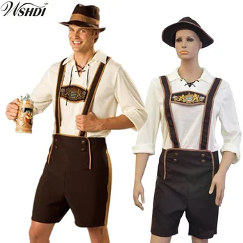 Muž, Nemecké Pivo Lederhosen Oblečenie Dospelých Mužov Bavorský Oktoberfest Cosplay Halloween Kostýmy