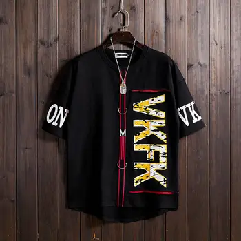 Muži Harajuku T Shirt Hip Hop Streetwear T-Shirt Letné Krátke Rukáv Tričko Streetwear Lumbálna 2021 Bežné Japonsko T Shirt Mužov