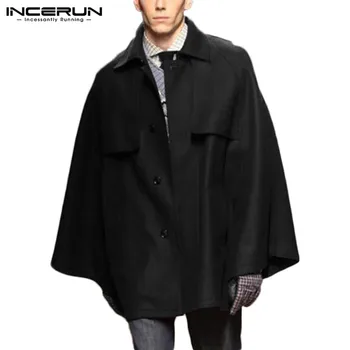 Muži Plášť Výkopu Pevné Voľné Plášte Klope Singel svojim Jeseň 2020 Streetwear Módy Elegantné Kabáty, Pánske Bundy Pončo INCERUN 7