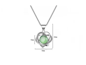Móda 925 Silver Green Opal Zirconia Srdce Náhrdelník Prívesok Pre Ženy Lady Krátke Clavicle Náhrdelník Šperky Matka Darček NZ288