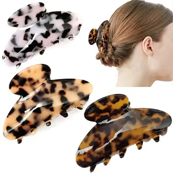 Móda Akryl Vlasy Klip Ženy Non-slip Leopard Tlač Vlasy Pazúr Klip Barrette Vlásenky pokrývku hlavy pre Dámy Vlasy Styling Nástroje