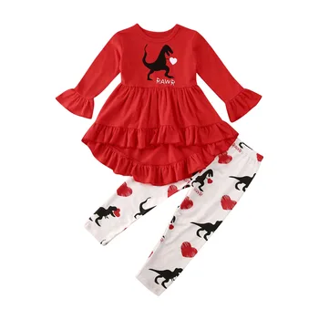 Móda Deti Baby Girl Šaty s Dlhým Rukávom T-shirt Topy+Nohavice Bavlna Jeseň 2 KS Oblečenia Nastaviť
