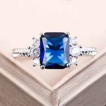 Móda Modré Crystal Micro Zirkón Prstene pre Ženy Mens Darček Dámske Prstene Luxusné Šperky Nový Pár snubných Prsteňov Veľkoobchod K052