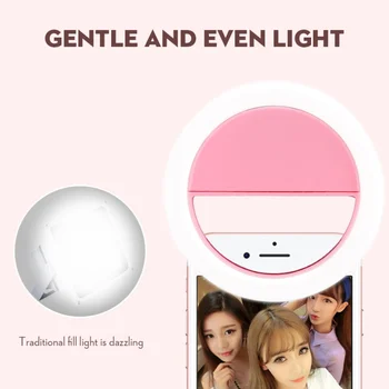 Móda Prenosné LED Fotoaparátu Krúžok Vyplniť Svetla Flash Selfie Lampy, Svetelné Klip Univerzálny Selfie pre IPhone Samsung Márnosť Svetlo
