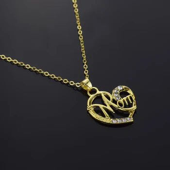 Móda Srdce v tvare Šperkov Náhrdelník MAMA List Vykladané Drahokamu Dlhý Náhrdelník s Príveskom, Na Deň matiek Darom Lásky Pre Matku