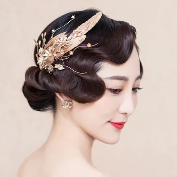 Móda vlasy klip Vintage Tiara zlato listov Koruny Svadobné vlásenky Princezná Diadem Vlasy, Šperky Darček Svadobné Šaty Accessories2016