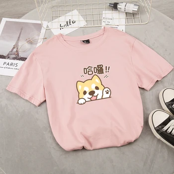 Móda Ženy T-shirt Bavlna Najvyššej Kvality, Mačka Print T Shirt Bežné Kolo Krku Ženy Krátky Rukáv Ženy T-shirt kórejský Estetické