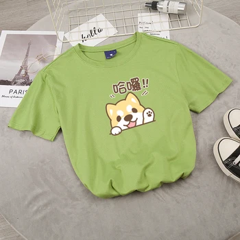 Móda Ženy T-shirt Bavlna Najvyššej Kvality, Mačka Print T Shirt Bežné Kolo Krku Ženy Krátky Rukáv Ženy T-shirt kórejský Estetické