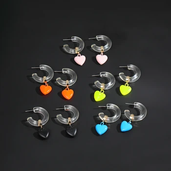 Móda Živice Láska Srdce Visieť Náušnice pre Ženy Trendy Multicolor Akryl Kolo Geometrické Drop Náušnice Brincos kórejský Šperky