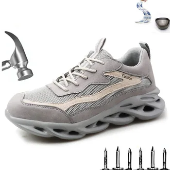 Módne pánske topánky vonkajšie ľahký priedušný pracovné topánky steel hlavu anti-rozbíjanie anti-punkcia izolácie bezpečnostná obuv