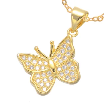 Módne Šperky Žiarivý Zirkón Motýľ Charms dámske Náhrdelníky Diy Remeslá Remeselné Reťazca Náhrdelníky Chokers Bijoux Femme