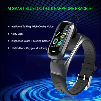 N8 Bezdrôtové Bluetooth Slúchadlá AI Smartband Srdcovej frekvencie, Krvného Monitor Slúchadlá IP68 Android Ženy Hodinky Mi kapela Smart Hodinky B9