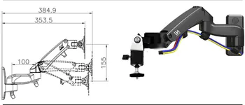 NB-F150PR 2-7 dual Plyn jar rameno projektora na stenu držiak plné pohybu 360 otočiť hliníkové 1/4 