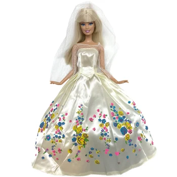 NK Jeden Súbor Bábika Princezná Šaty Podobné Rozprávky Popoluška Svadobné Šaty +Závoj Party Oblečenie Pre Bábiku Barbie Najlepšie Dievčenské Darček