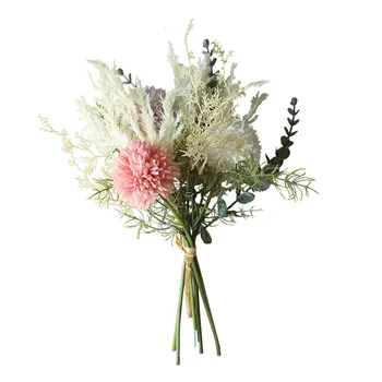 NOVÉ Biele Umelé Kvety Kvalitný Hodváb Púpava Plastové Eukalyptu Hybrid Kytice Svadobné Domáce Dekorácie Falošné Kvet