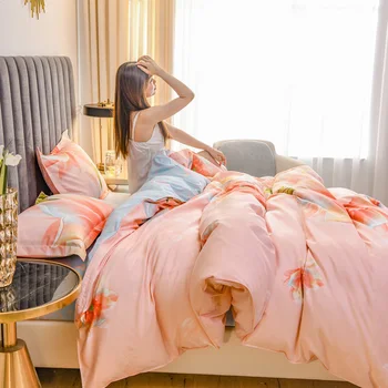 NOVÉ Klasické posteľná bielizeň Ružová láska štýl home posteľná bielizeň Nastaviť Perinu obliečka na Vankúš ploché lôžko list kráľovnej kráľ jednu veľkosť 3/4 ks