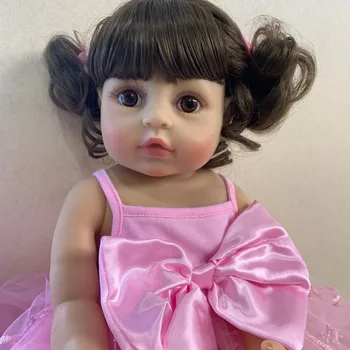 NPK BÁBIKA Bebe reborn 55 CM ružová princezná dievča reborn batoľa bábika vaňa hračka veľmi mäkké plné telo silikónové baby doll surprice