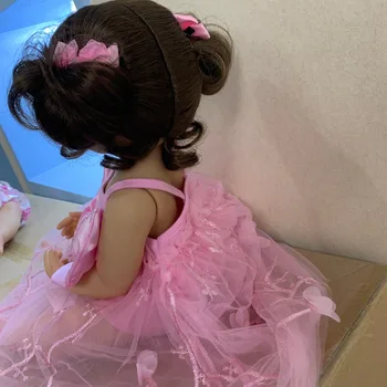 NPK BÁBIKA Bebe reborn 55 CM ružová princezná dievča reborn batoľa bábika vaňa hračka veľmi mäkké plné telo silikónové baby doll surprice