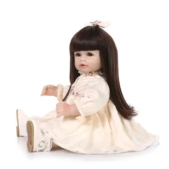 NPK BÁBIKA Dlhé vlasy princezná dievča bábiku Znovuzrodené deti Bábiky Mäkké Silikónové 51 cm módne Realisticky DIY Hračka bebe darček boneca lol