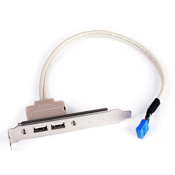 Na Doske 9 Pin Female na Duálny USB 2.0 Kábel Adaptéra s POČÍTAČOM Prípade PCI Slotu Doska Držiak Zadný Panel pre Stolný Počítač,