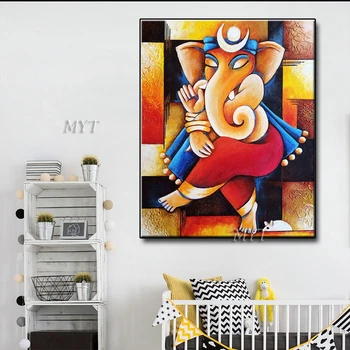 Na Slony V Show Sú Farebné Handpainted Wall Art Domova Moderný Obraz olejomaľba Na Plátne Frameless