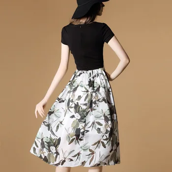 Na jar a na Jeseň ženy šifón šaty krátke rukávy O-Krku elegantné jednodielne voľné šaty na leto doprava zadarmo