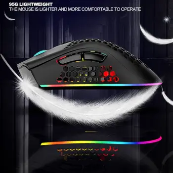 Nabíjateľná RGB LED Optické Honeycomb Hra Myší 1600DPI 2.4 G USB Bezdrôtová Myš