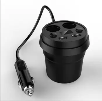 Nabíjačka do auta Pohár Držiaka Telefónu Cigaretový Zapaľovač Zásuvky sieťový Adaptér s dvomi USB Portov, LED pre iPhone Android