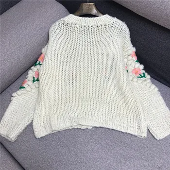 Nadrozmerné kvetinový pletený sveter mujer kórejský módne o-krk dlhý rukáv voľné pletený sveter ženy 2020 jeseň zimné oblečenie